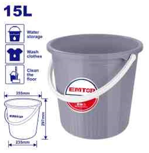 Durable 15L Plastic Bucket PP Material 335x235x297mm - Anti-skid Handle Convenient Pour Water Easy Storage Household Container Water Container